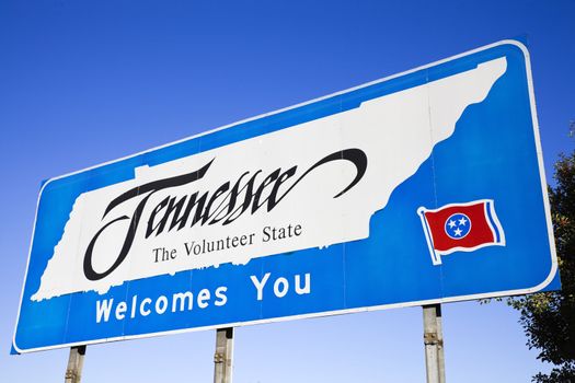 Welcome to Tennessee - road sign on the highway.