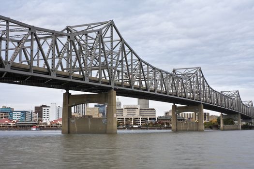 Bridge in Peoria, IL. Cloudy day.