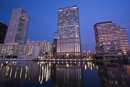 Downtown Tampa seen evening time.