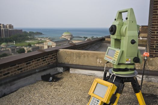 Theodolite on the rooftop in Chicago