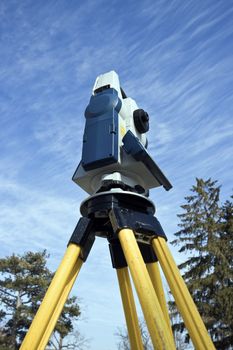 Theodolite seen from ground level.