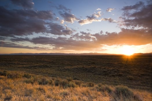 Sunset on Prairie - somewhere in Idaho, USA.