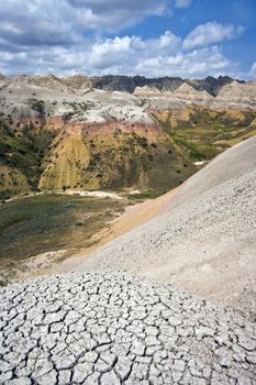 Colorful hills in Badlands National Park.