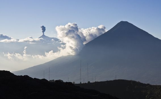 Smoking Volcano Fuego in Guatemala