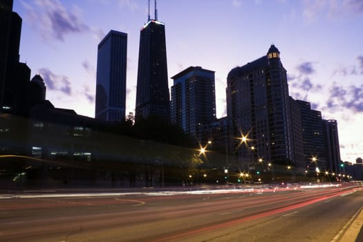 Traffic on Lake Shore Drive in Chicago, IL.