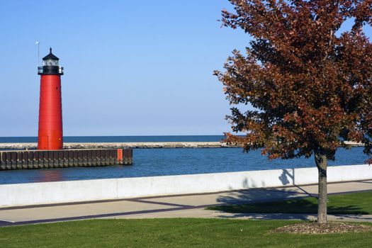 Lighthouse in Kenosha, Wisconsin, USA.