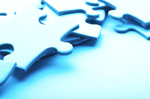 blue puzzle and copyspace for your text message