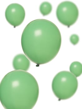 Green balloons isolated on white background