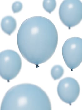 Light blue balloons isolated on white background