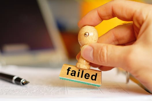 failed stamp in office showing failure concept with copyspace