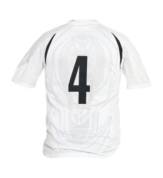 Football shirt with number 4 isolated on white background