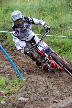 LEOGANG, AUSTRIA - JUNE 20: Participant in the UCI Mountain Bike World Cup Downhill & Four Cross June 18-20, 2010 in Leogang, Austria.