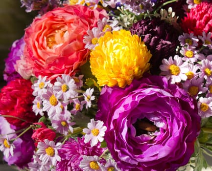 a bouquet of artifical flowers