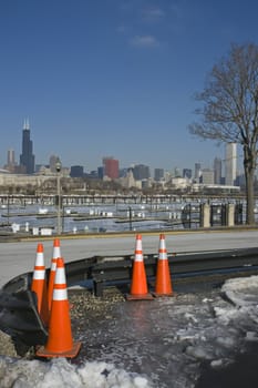 Road construction in Chicago, IL.
