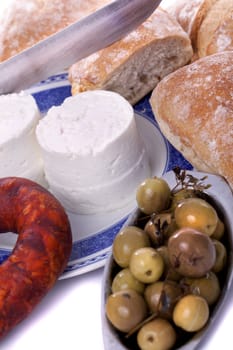 Detail view of the typical ingredients of a snack on the Alentejo region on Portugal.