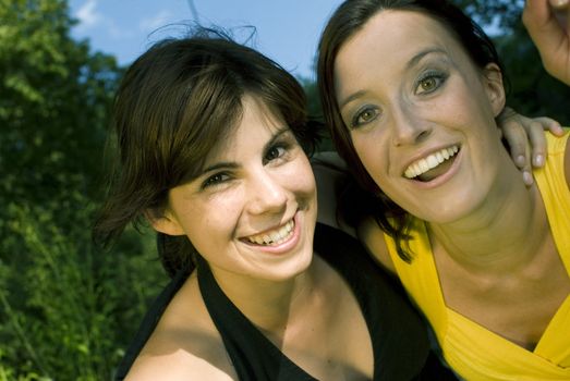 Shot of two beautiful young women having fun