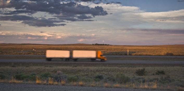 Blurred Semi Truck in Idaho.