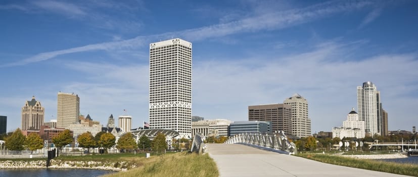 Panoramic view of downtown Milwaukee, Wisconsin.