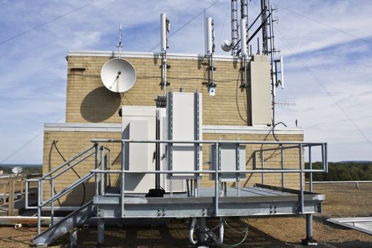 Cellular equipment on the platform installed on the rooftop