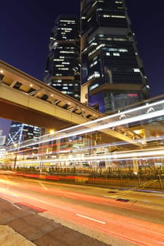 light trails in city at night