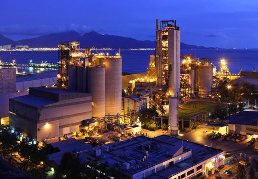 cement factory at night