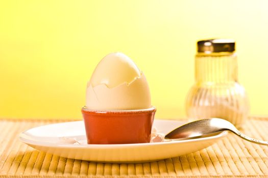 food series: white boiled egg and spoon
