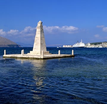 The obelisk monument to the British rule of Kefalonia, Greece, from 1809 to 1864. 