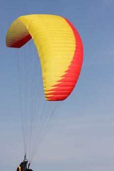Parachute, the sky, air, slings, red, rest, a hobby, spring, a city, travel, the earth, houses, a landscape, sports