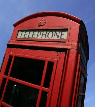 A British call box, or phone booth, in England.
