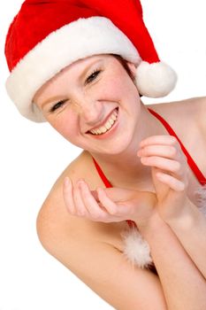 portrait of a beautifull girl dressed up for christmas.
File has a clipping path for your covenience.