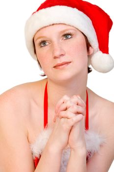 portrait of a beautifull girl dressed up for christmas.
File has a clipping path for your covenience.
