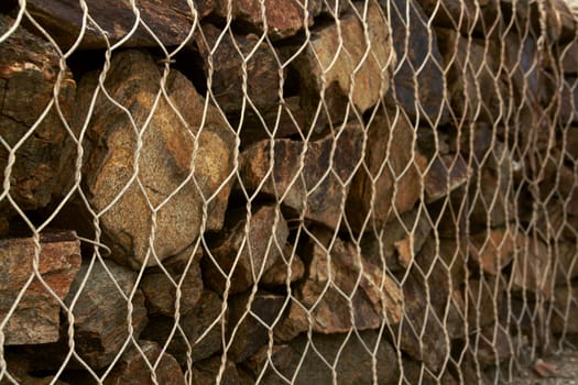 texture or background of a stone wall, perspective view