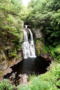 Beautiful waterfall in forest. Main falls of Bushkill at the Delaware water gap.