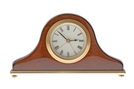 Old clock isolated on white background.
