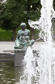 The sculpturre in front of Oslo City Hall in central Oslo Norway