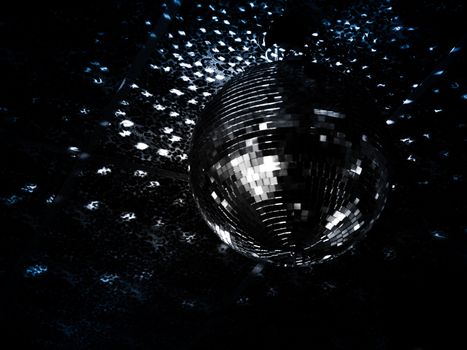 Mirrorball reflections on the ceiling of a night club