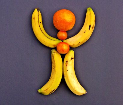 Conceptual Male shape, made with imperfect fruits (orange, tangerines and bananas)!