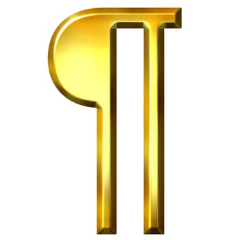 3d golden pilcrow paragraph symbol isolated in white