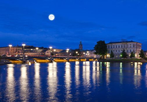 Night scene of the Stockholm City Sweden