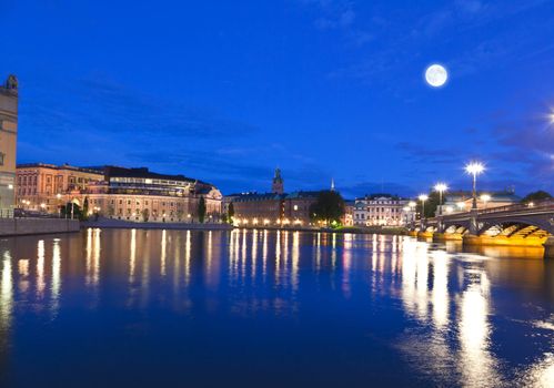 Night scene of the Stockholm City Sweden