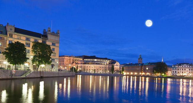 Night scene of the Stockholm City Sweden