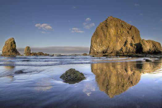 Reflection of Haystack Rock at Cannon Beach Oregon 3