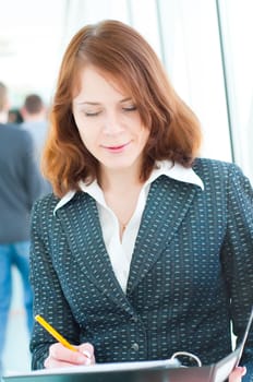 Shot of beautiful business woman in interior