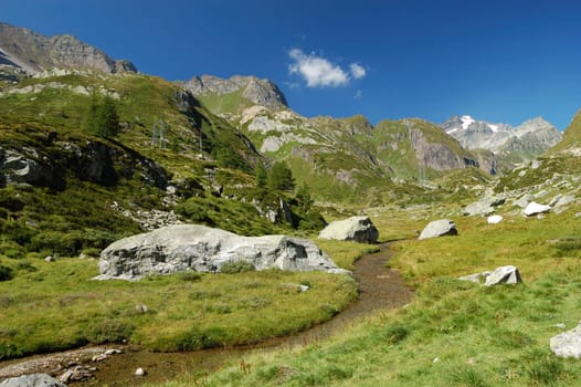 summer alpine landscape, high mountain landscape, Italy