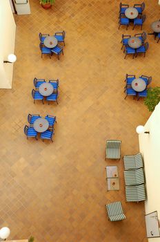 Tables and chairs seen from above