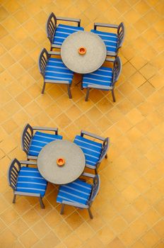 Tables and chairs seen from above