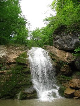 Falls; the river; a stream; water; a moisture; beauty; Caucasus; Russia; the Europe; a relief; a landscape; the nature; a landscape