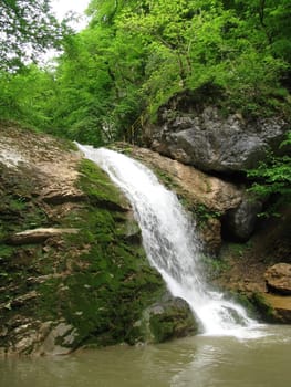 Falls; the river; a stream; water; a moisture; beauty; Caucasus; Russia; the Europe; a relief; a landscape; the nature; a landscape