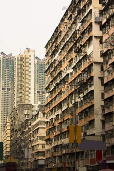 old home building in hong kong with color toned
