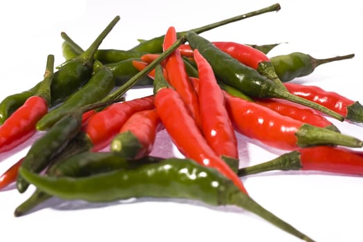 red and green hot chili peppers 